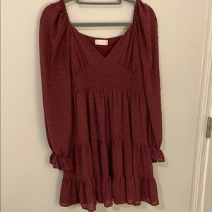 Altar'd State Red Ruffled Tiered Blouse